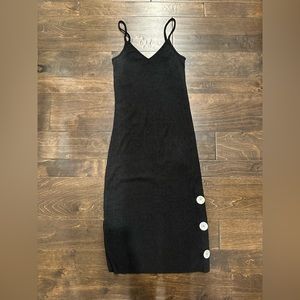 Brand New Primark Womens Spahgetti Strap Black Dress With Pearl Buttons, size 4